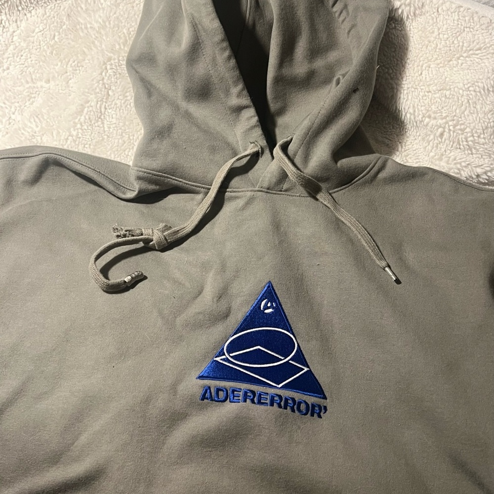 ADERERROR Women's Gray Hoodie with Blue Logo